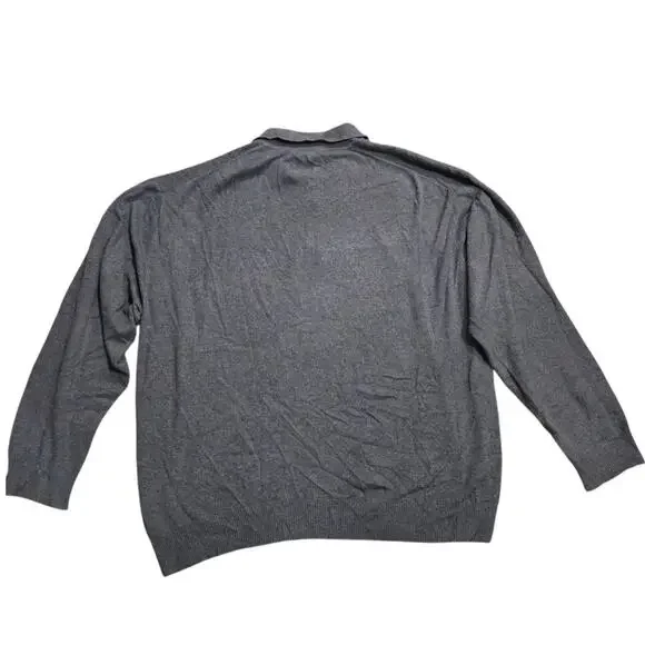 Barisal Cashmere Silk Knit Long Sleeve Polo Men 2XL Size 56 Made Italy Blue Gray